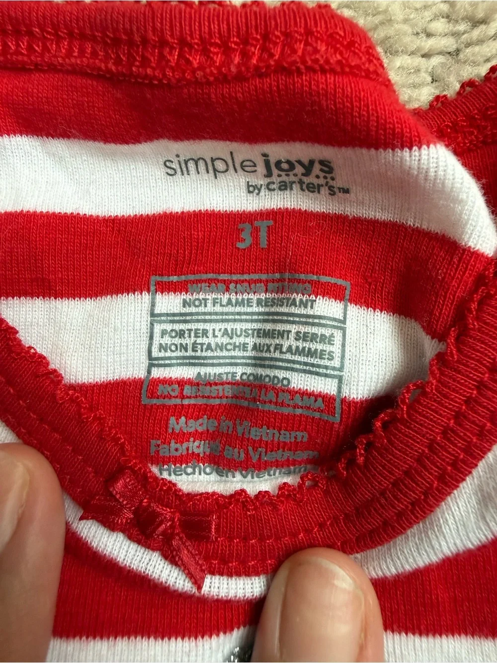 Red & White Striped Kids Pajama Set with 'Santa's Helper' Glitter Print